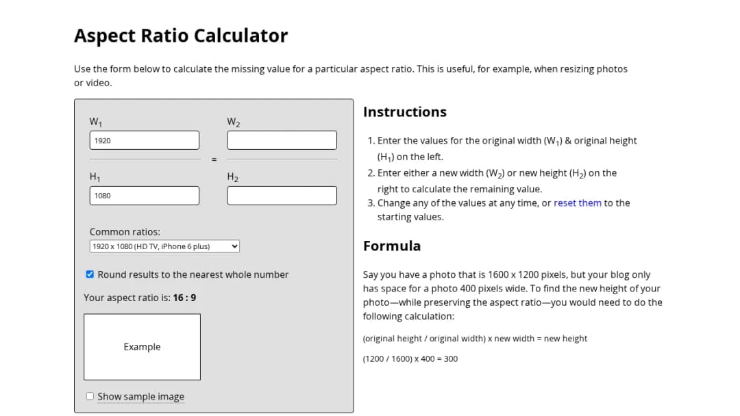 Aspect Ratio Calculator
